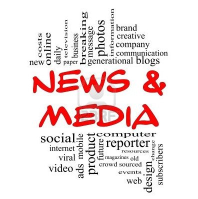 Nuage de mots autour de « News & Media » incluant reporter, photos, blogs, social, internet, vidéo
