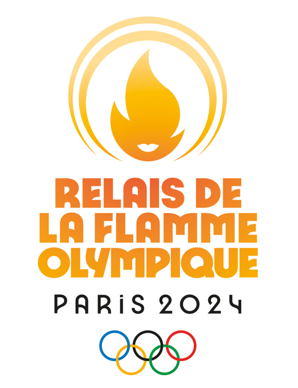 Logo officiel du Relais de la Flamme Olympique Paris 2024 avec les anneaux olympiques
