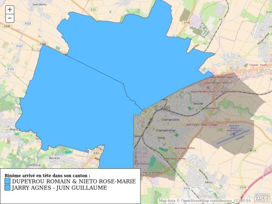 Résultats du 1er tour des élections départementales à Niort Carte des résultats du 1er tour des élections départementales à Niort
