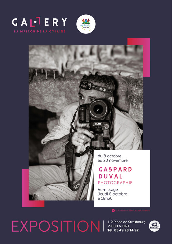 Affiche de l'exposition photographique de Gaspard Duval à la Gallery – La Maison de la Colline, du 8 octobre au 20 novembre
